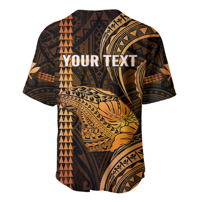 Personalised Hawaiian Islands Baseball Jersey Lani Map Gold Kanaka With Kakau