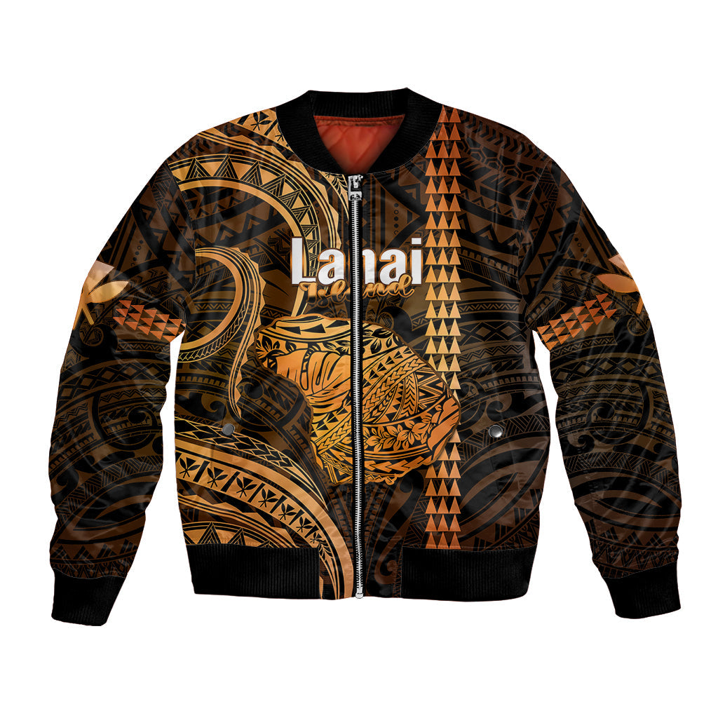 Personalised Hawaiian Islands Bomber Jacket Lani Map Gold Kanaka With Kakau