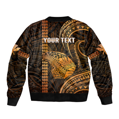 Personalised Hawaiian Islands Bomber Jacket Lani Map Gold Kanaka With Kakau