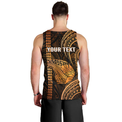 Personalised Hawaiian Islands Men Tank Top Lani Map Gold Kanaka With Kakau