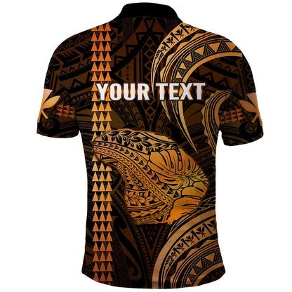 Personalised Hawaiian Islands Polo Shirt Lani Map Gold Kanaka With Kakau