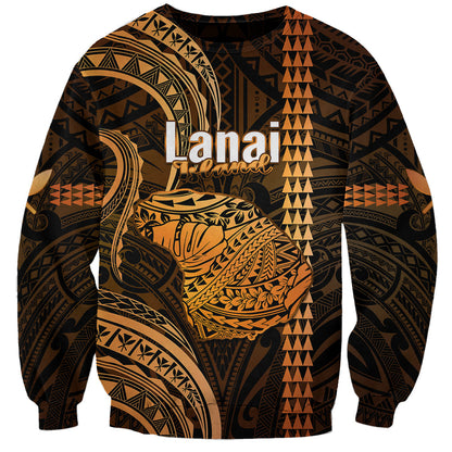 Personalised Hawaiian Islands Sweatshirt Lani Map Gold Kanaka With Kakau