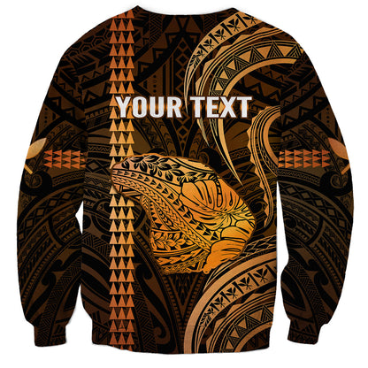 Personalised Hawaiian Islands Sweatshirt Lani Map Gold Kanaka With Kakau