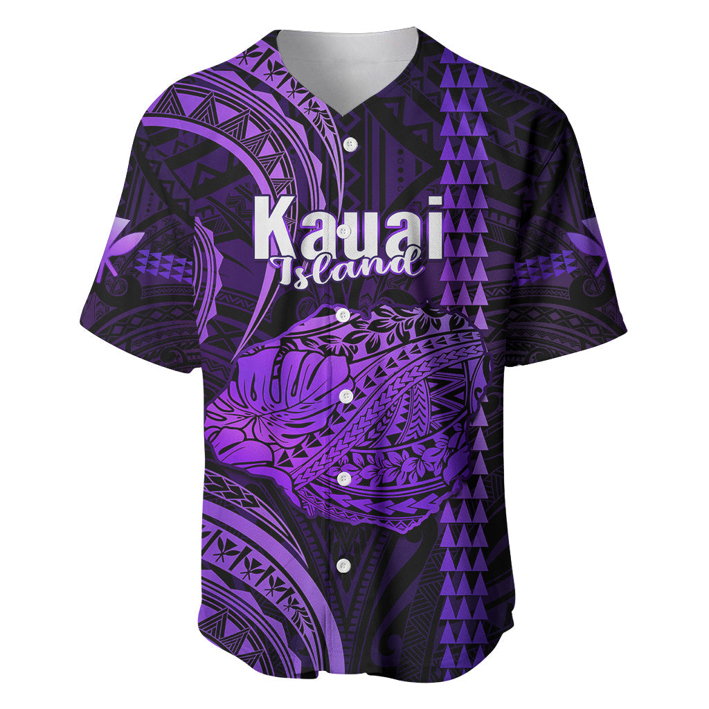Polynesian Hawaiian Islands Baseball Jersey Kauai Map Purple Kanaka With Kakau