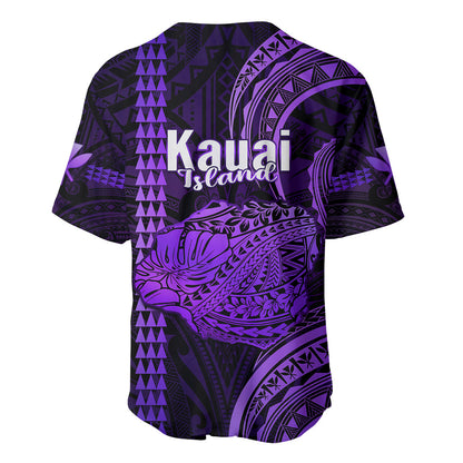 Polynesian Hawaiian Islands Baseball Jersey Kauai Map Purple Kanaka With Kakau
