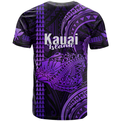 Polynesian Hawaiian Islands T Shirt Kauai Map Purple Kanaka With Kakau