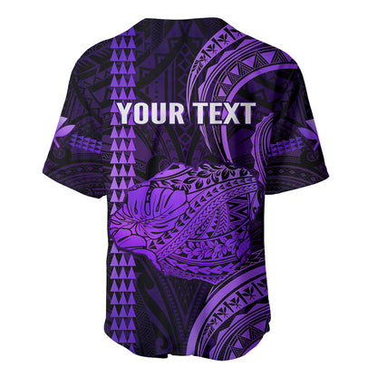 Personalised Hawaiian Islands Baseball Jersey Kauai Map Purple Kanaka With Kakau