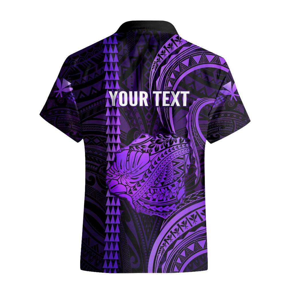 Personalised Hawaiian Islands Hawaiian Shirt Kauai Map Purple Kanaka With Kakau
