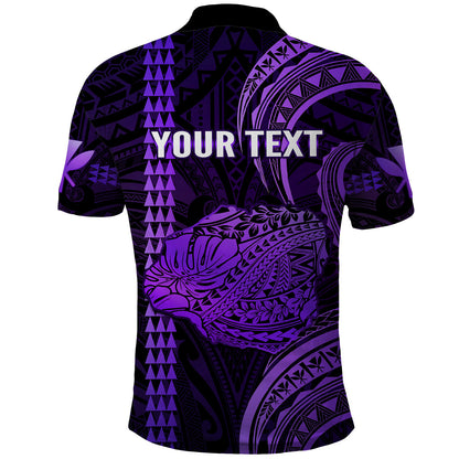 Personalised Hawaiian Islands Polo Shirt Kauai Map Purple Kanaka With Kakau