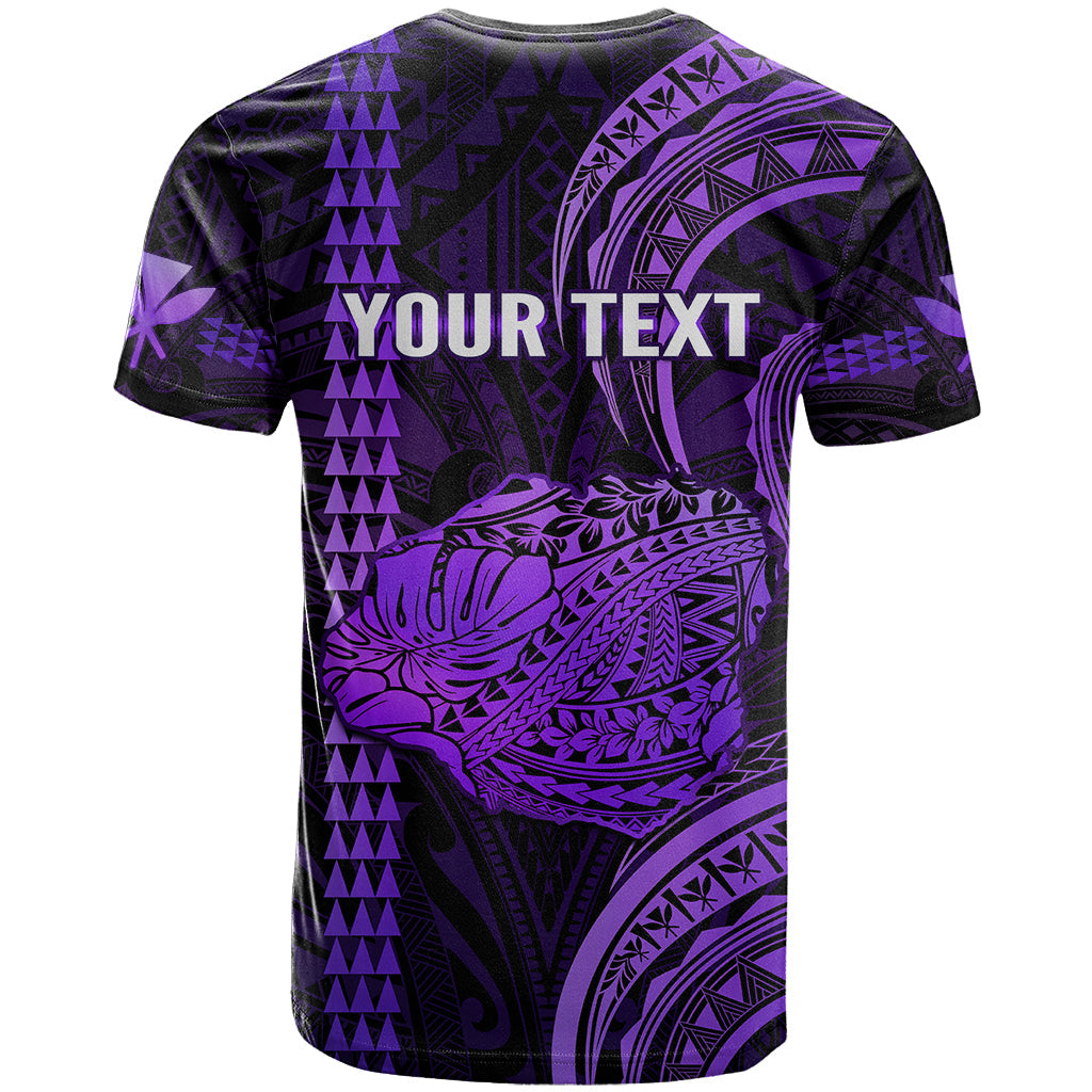 Personalised Hawaiian Islands T Shirt Kauai Map Purple Kanaka With Kakau