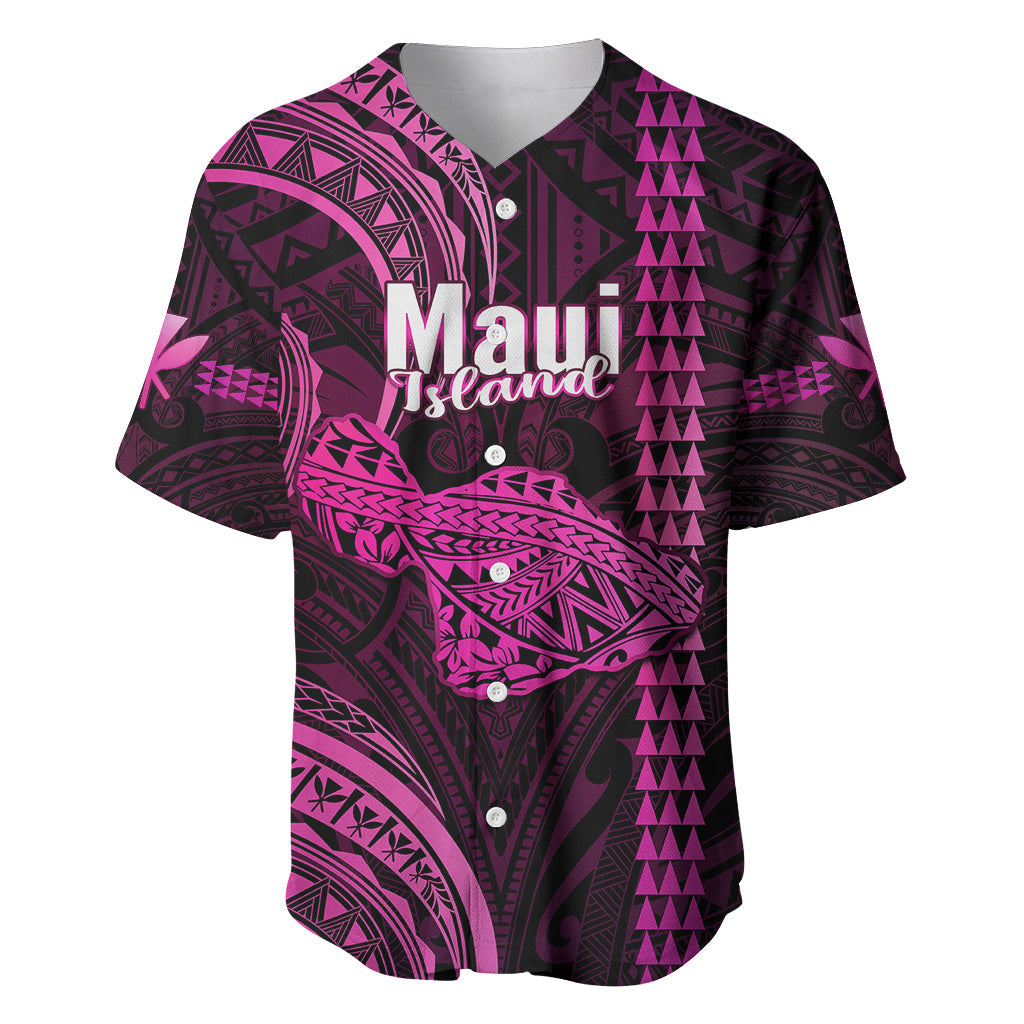 Polynesian Hawaiian Islands Baseball Jersey Maui Map Pink Kanaka With Kakau