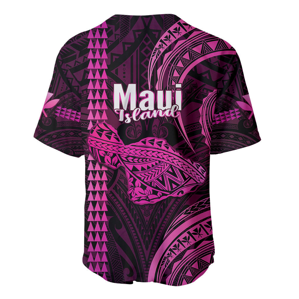 Polynesian Hawaiian Islands Baseball Jersey Maui Map Pink Kanaka With Kakau
