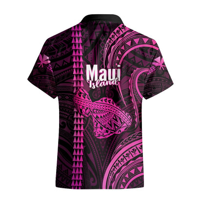 Polynesian Hawaiian Islands Hawaiian Shirt Maui Map Pink Kanaka With Kakau