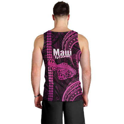 Polynesian Pride Hawaiian Islands Men Tank Top Maui Map Pink Kanaka With Kakau