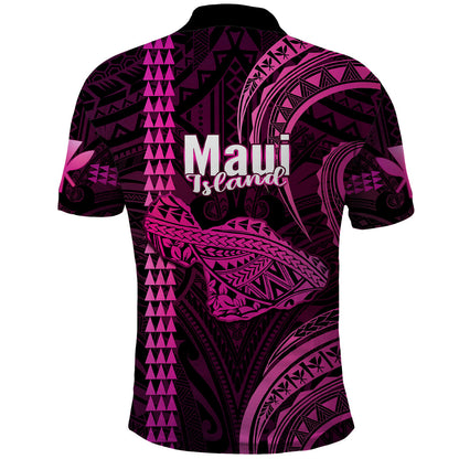 Polynesian Hawaiian Islands Polo Shirt Maui Map Pink Kanaka With Kakau