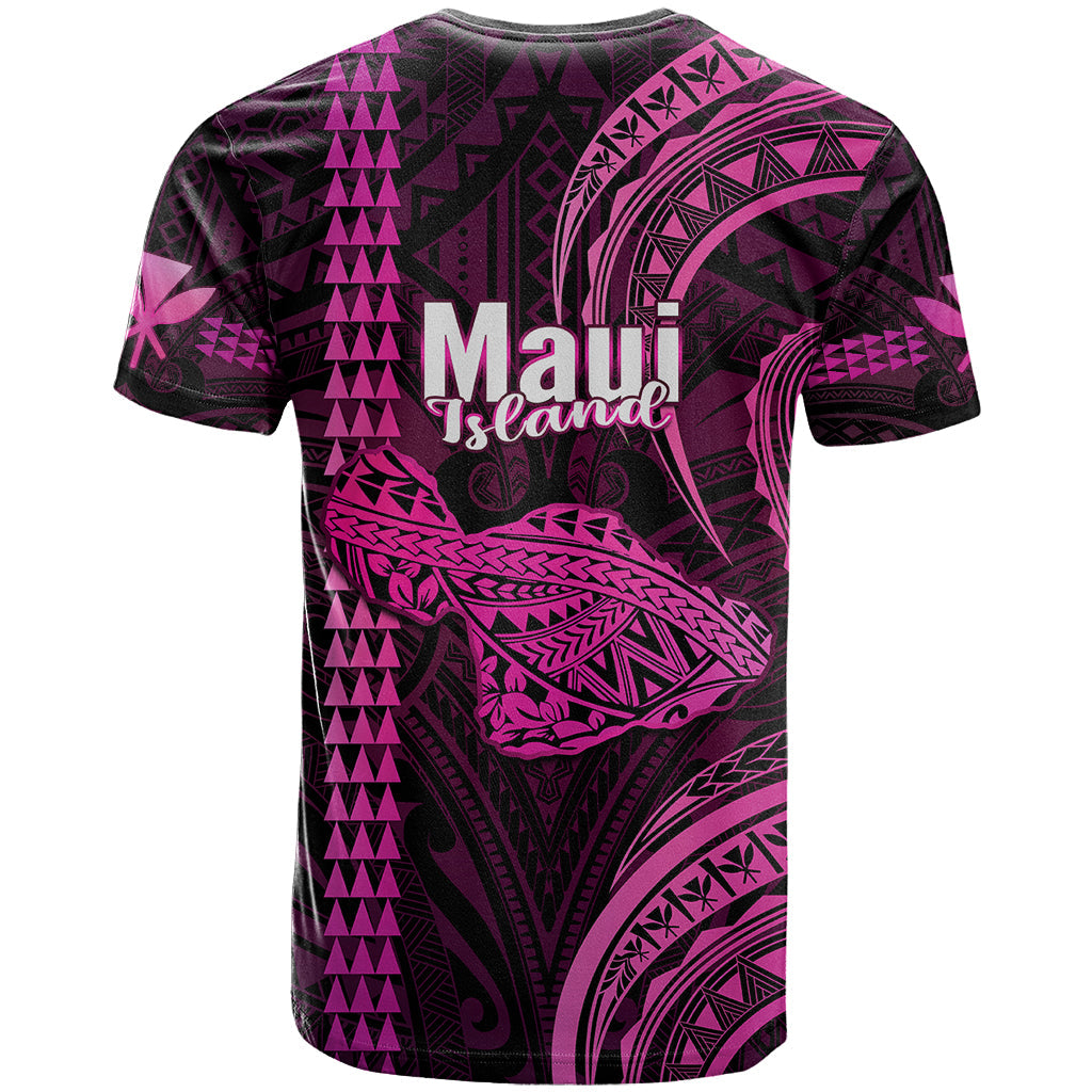 Hawaiian Islands T Shirt Maui Map Pink Kanaka With Kakau