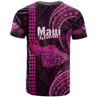 Hawaiian Islands T Shirt Maui Map Pink Kanaka With Kakau