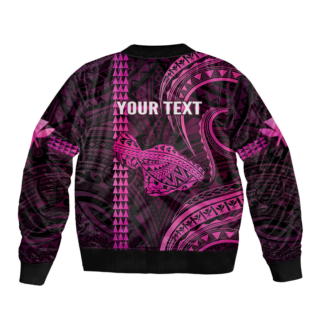 Personalised Hawaiian Islands Bomber Jacket Maui Map Pink Kanaka With Kakau