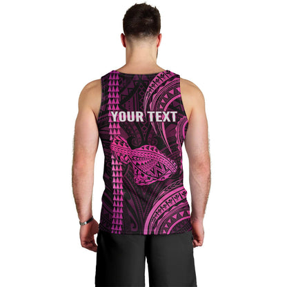 Personalised Hawaiian Islands Men Tank Top Maui Map Pink Kanaka With Kakau