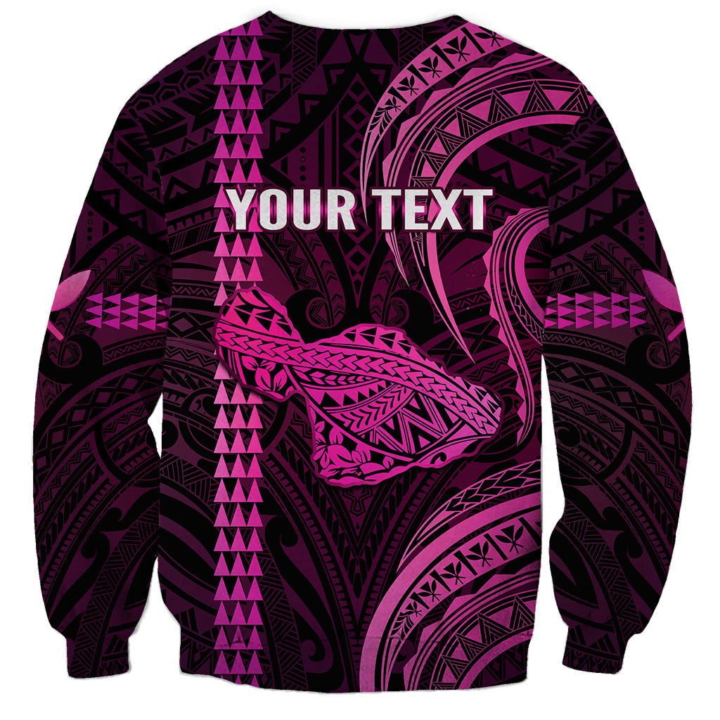 Personalised Hawaiian Islands Sweatshirt Maui Map Pink Kanaka With Kakau