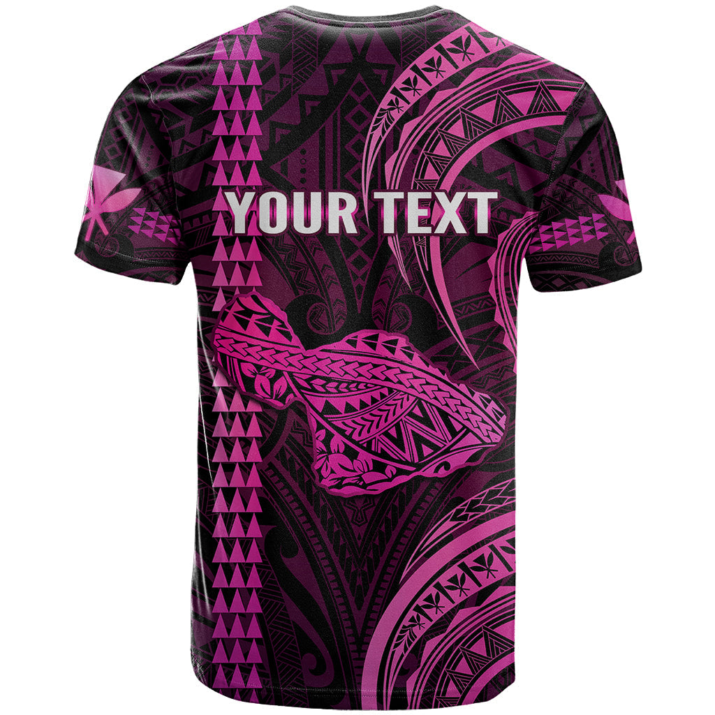 Personalised Hawaiian Islands T Shirt Maui Map Pink Kanaka With Kakau