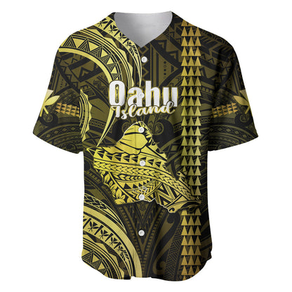 Polynesian Hawaiian Islands Baseball Jersey Oahu Map Yellow Kanaka With Kakau