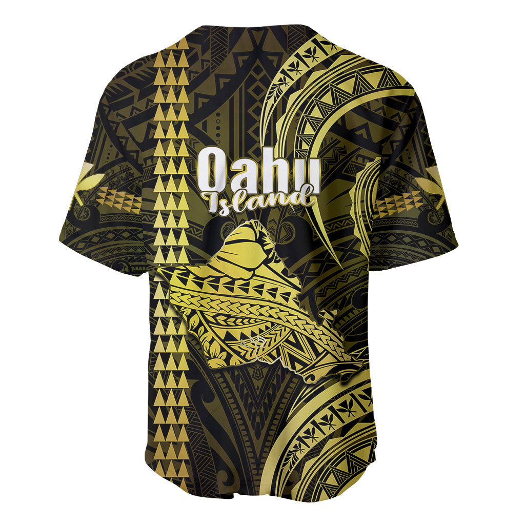 Polynesian Hawaiian Islands Baseball Jersey Oahu Map Yellow Kanaka With Kakau