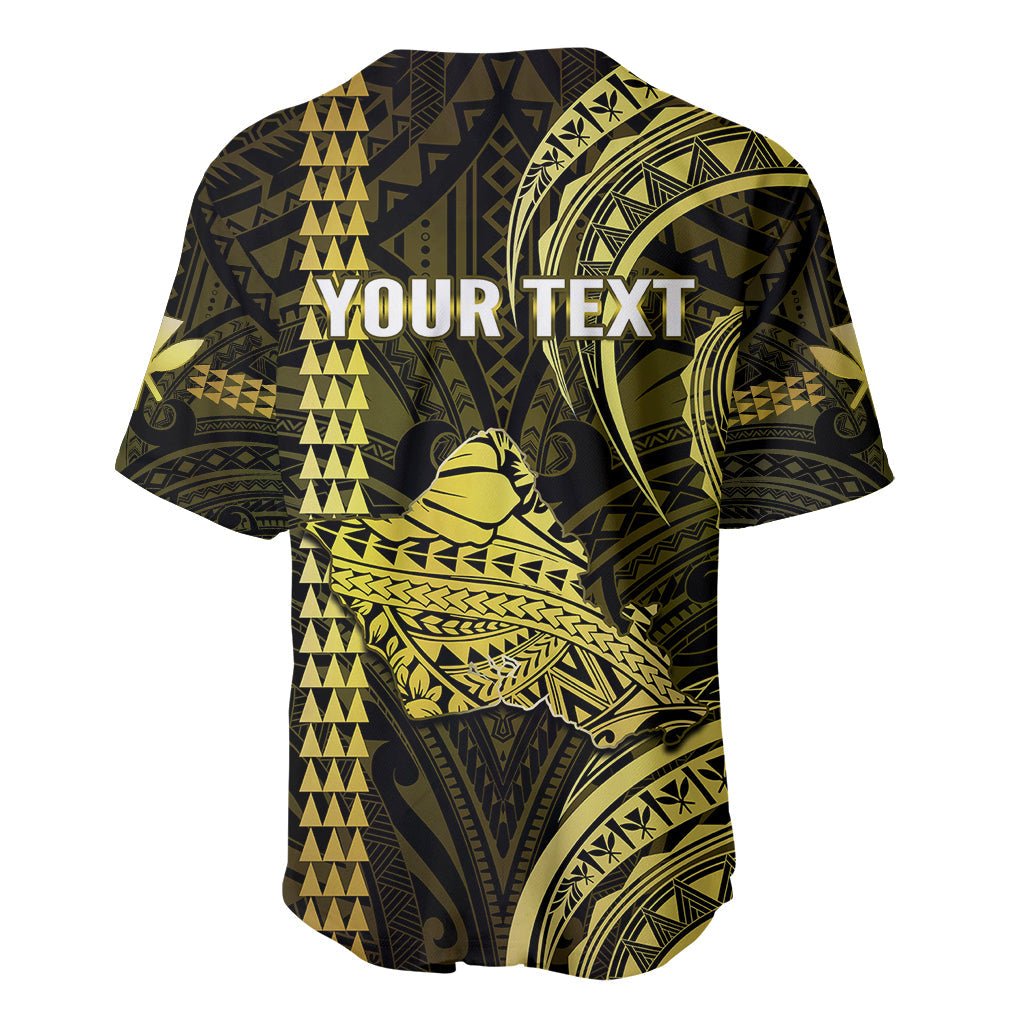 Personalised Hawaiian Islands Baseball Jersey Oahu Map Yellow Kanaka With Kakau