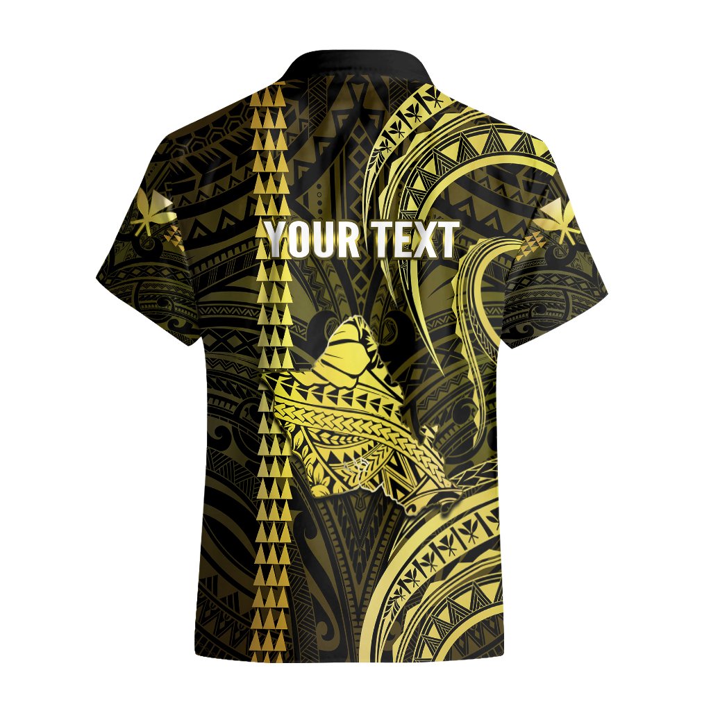 Personalised Hawaiian Islands Hawaiian Shirt Oahu Map Yellow Kanaka With Kakau