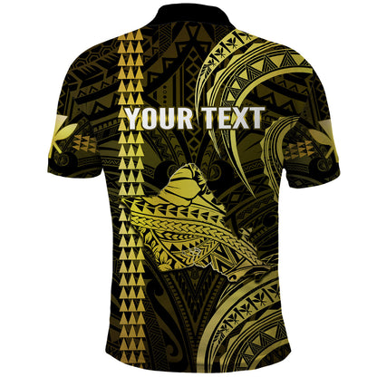 Personalised Hawaiian Islands Polo Shirt Oahu Map Yellow Kanaka With Kakau