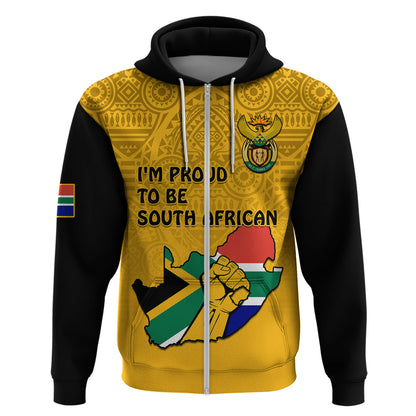 South Africa Hoodie African Pattern Happy Freedom Day Yellow Version