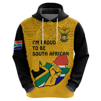 South Africa Hoodie African Pattern Happy Freedom Day Yellow Version