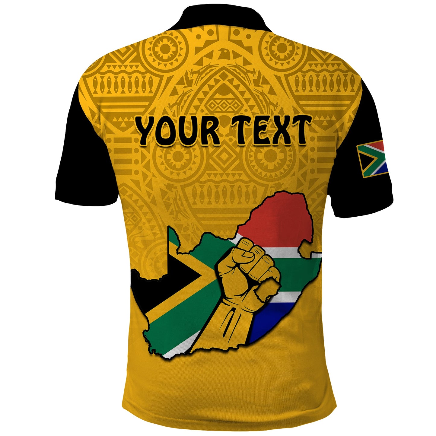 Custom South Africa Polo Shirt African Pattern Happy Freedom Day Yellow Version