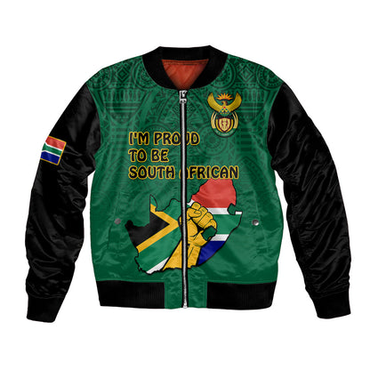 South Africa Bomber Jacket African Pattern Happy Freedom Day Green Version