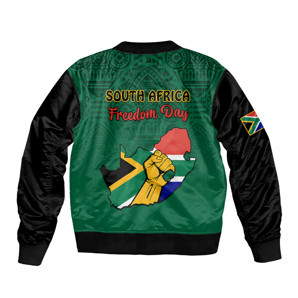 South Africa Bomber Jacket African Pattern Happy Freedom Day Green Version