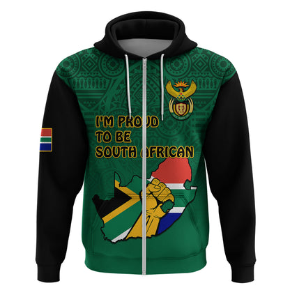 South Africa Hoodie African Pattern Happy Freedom Day Green Version