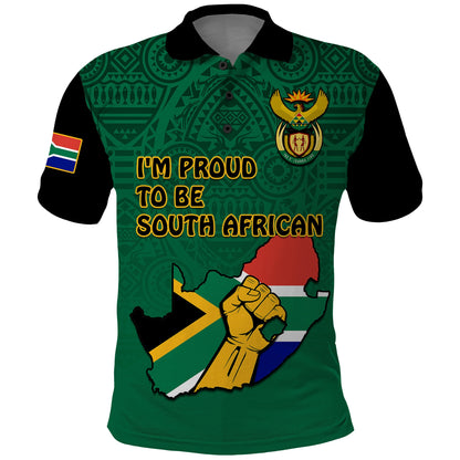 South Africa Polo Shirt African Pattern Happy Freedom Day Green Version