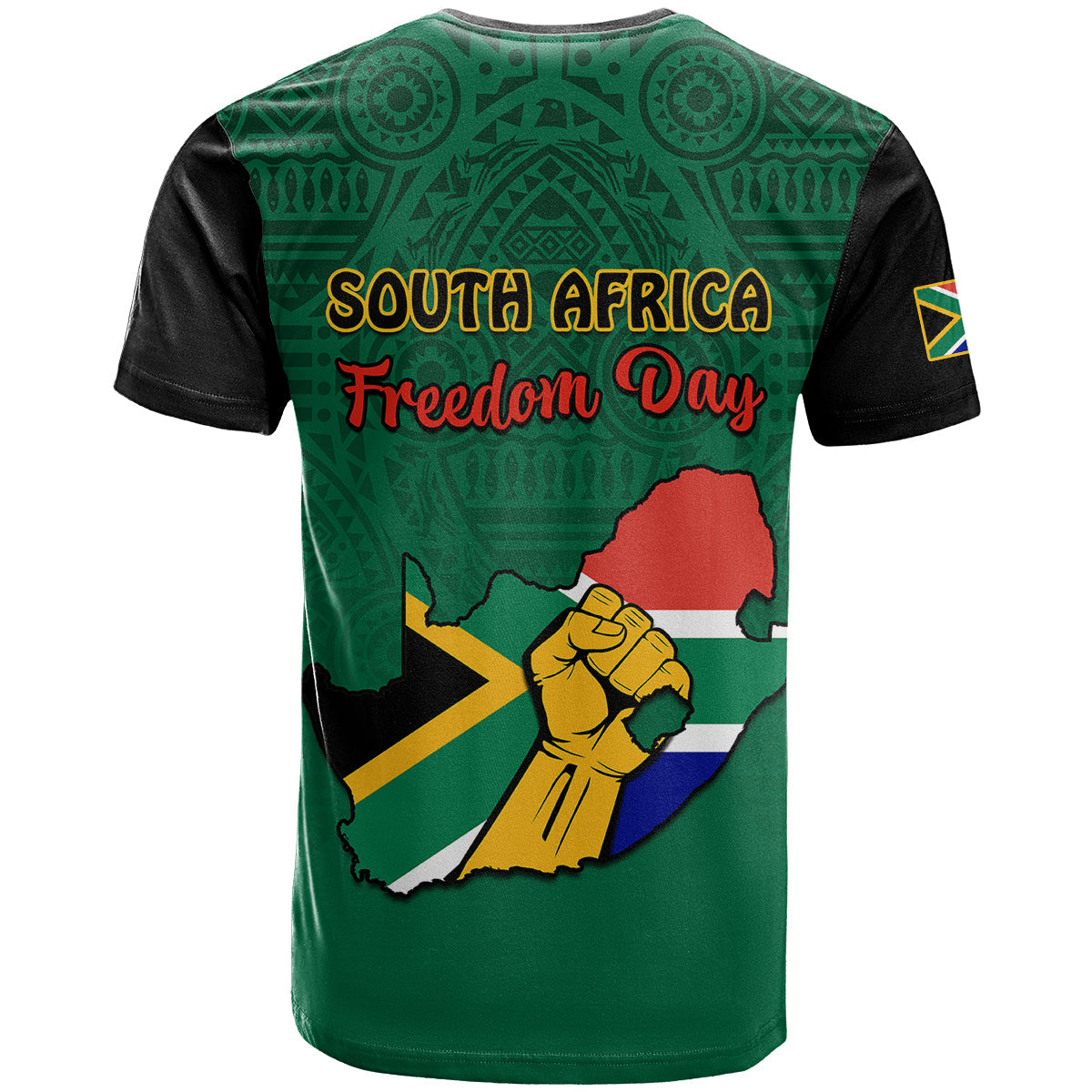 South Africa T Shirt African Pattern Happy Freedom Day Green Version