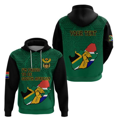 Custom South Africa Hoodie African Pattern Happy Freedom Day Green Version