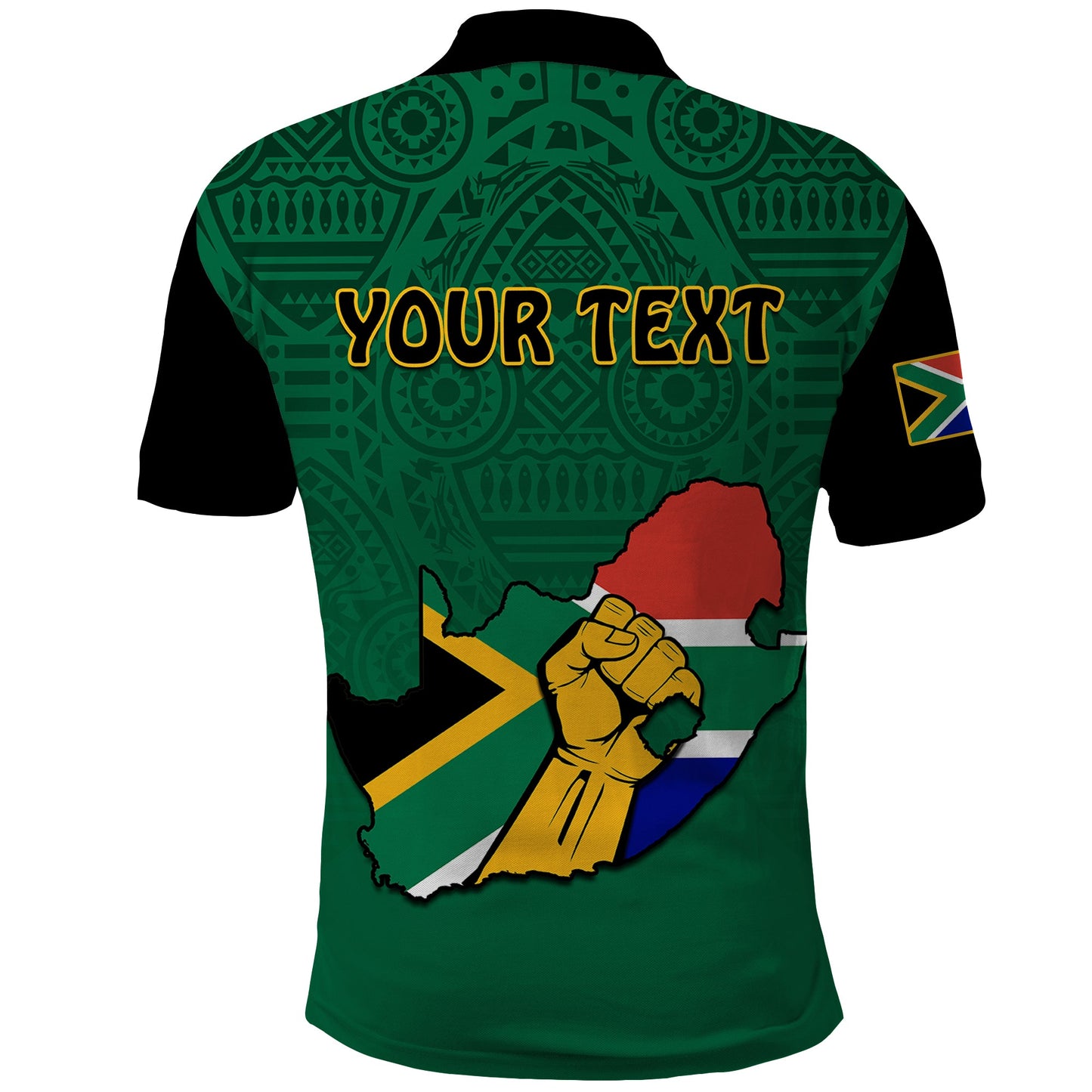 Custom South Africa Polo Shirt African Pattern Happy Freedom Day Green Version