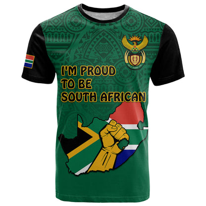 Custom South Africa T Shirt African Pattern Happy Freedom Day Green Version