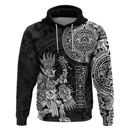 Custom Mexico Aztec Hoodie El Calendario Maya Mix Huitzilopochtli Black