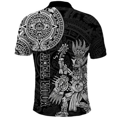 Custom Mexico Aztec Polo Shirt El Calendario Maya Mix Huitzilopochtli Black