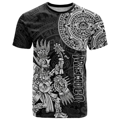 Custom Mexico Aztec T Shirt El Calendario Maya Mix Huitzilopochtli Black