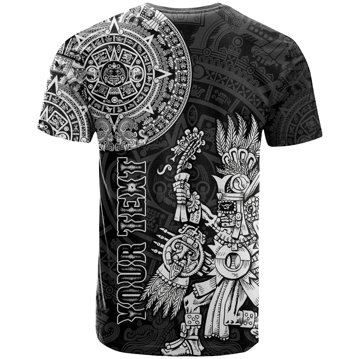 Custom Mexico Aztec T Shirt El Calendario Maya Mix Huitzilopochtli Black