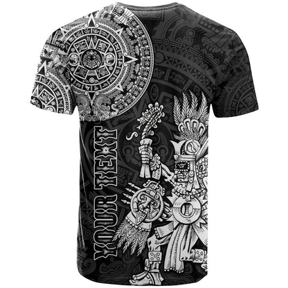 Custom Mexico Aztec T Shirt El Calendario Maya Mix Huitzilopochtli Black