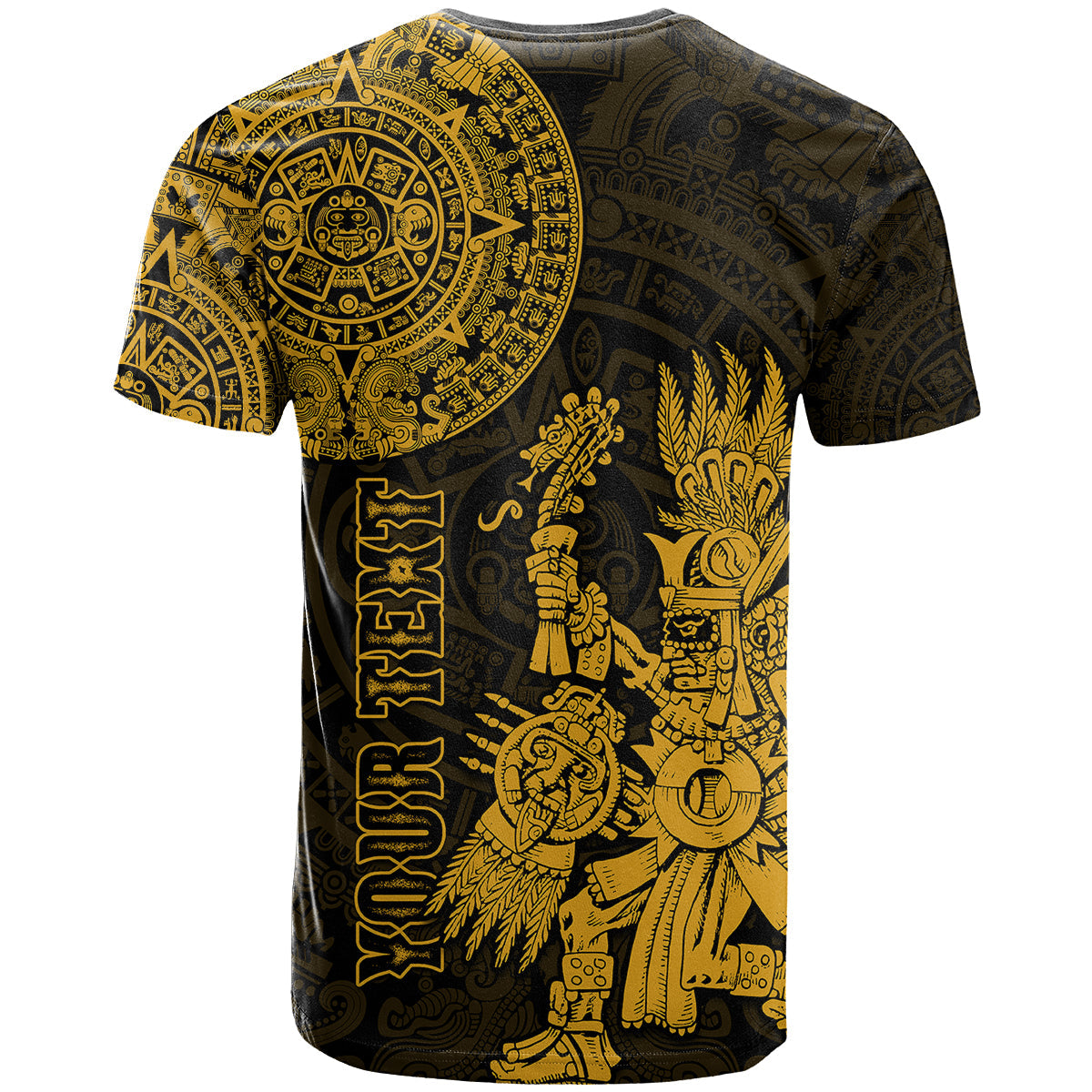 Custom Mexico Aztec T Shirt El Calendario Maya Mix Huitzilopochtli Gold