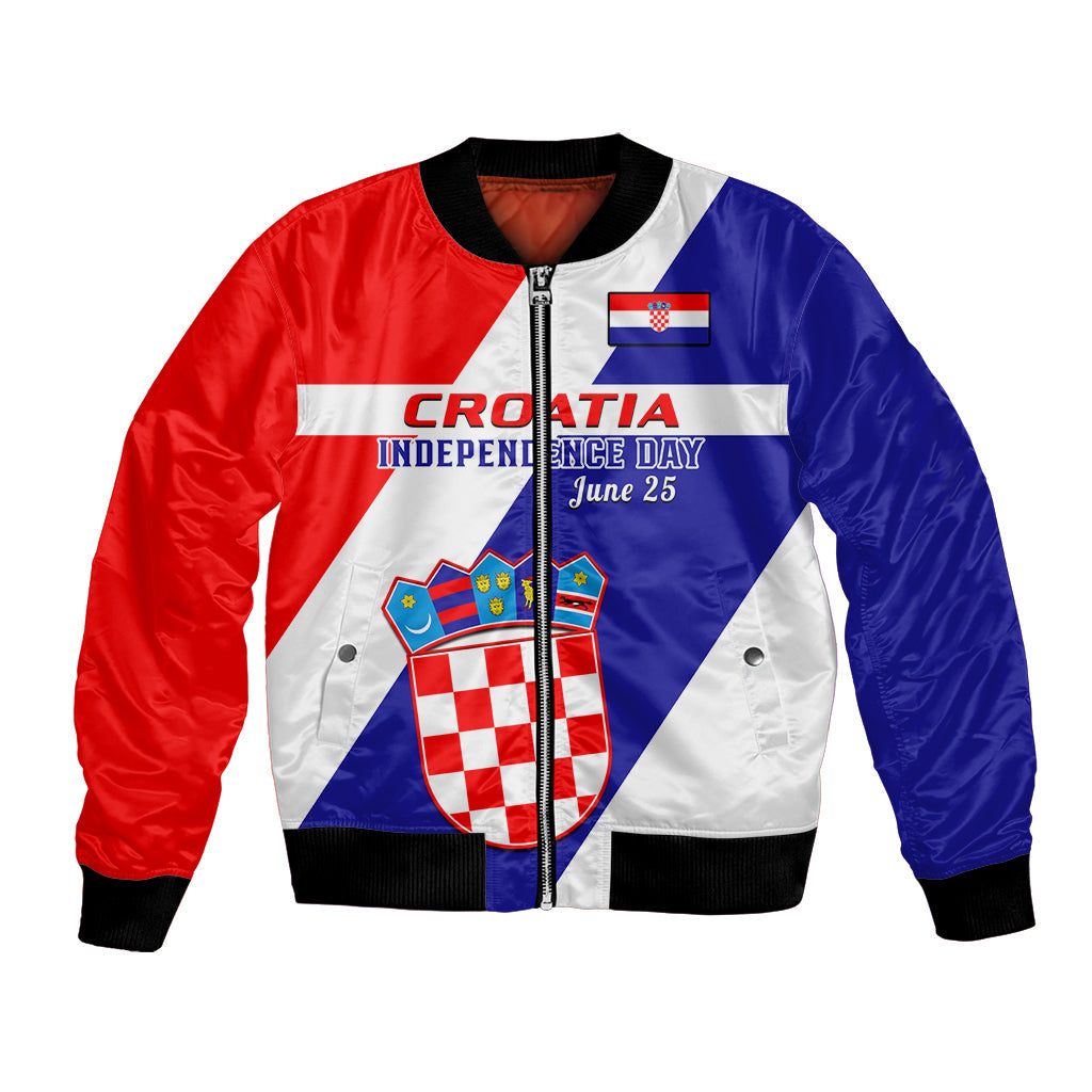 June 25 Croatia Bomber Jacket Independence Day Hrvatska Coat Of Arms 32Nd Anniversary
