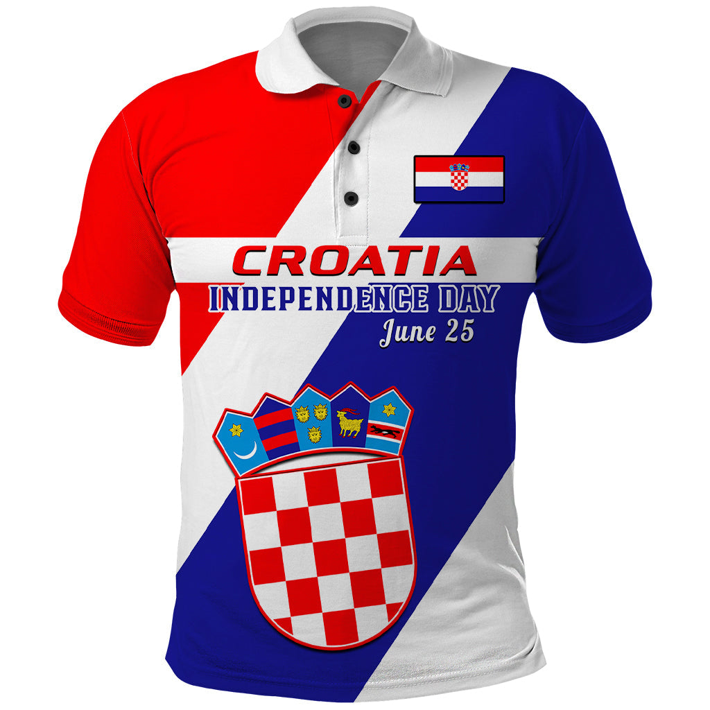 June 25 Croatia Polo Shirt Independence Day Hrvatska Coat Of Arms 32Nd Anniversary