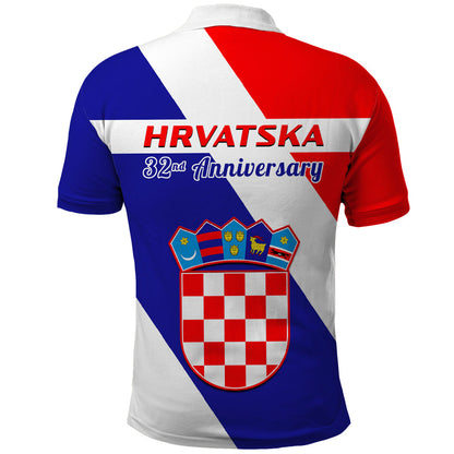 June 25 Croatia Polo Shirt Independence Day Hrvatska Coat Of Arms 32Nd Anniversary